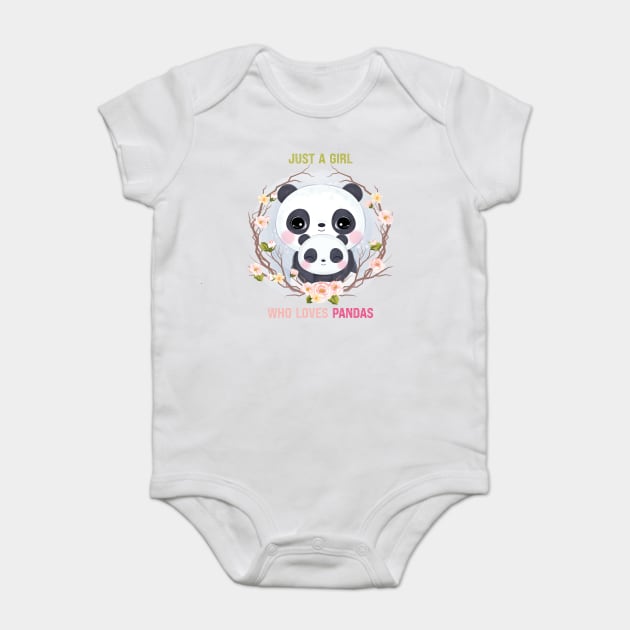 JUST A GIRL WHO LOVES PANDAS Baby Bodysuit by Prinyos